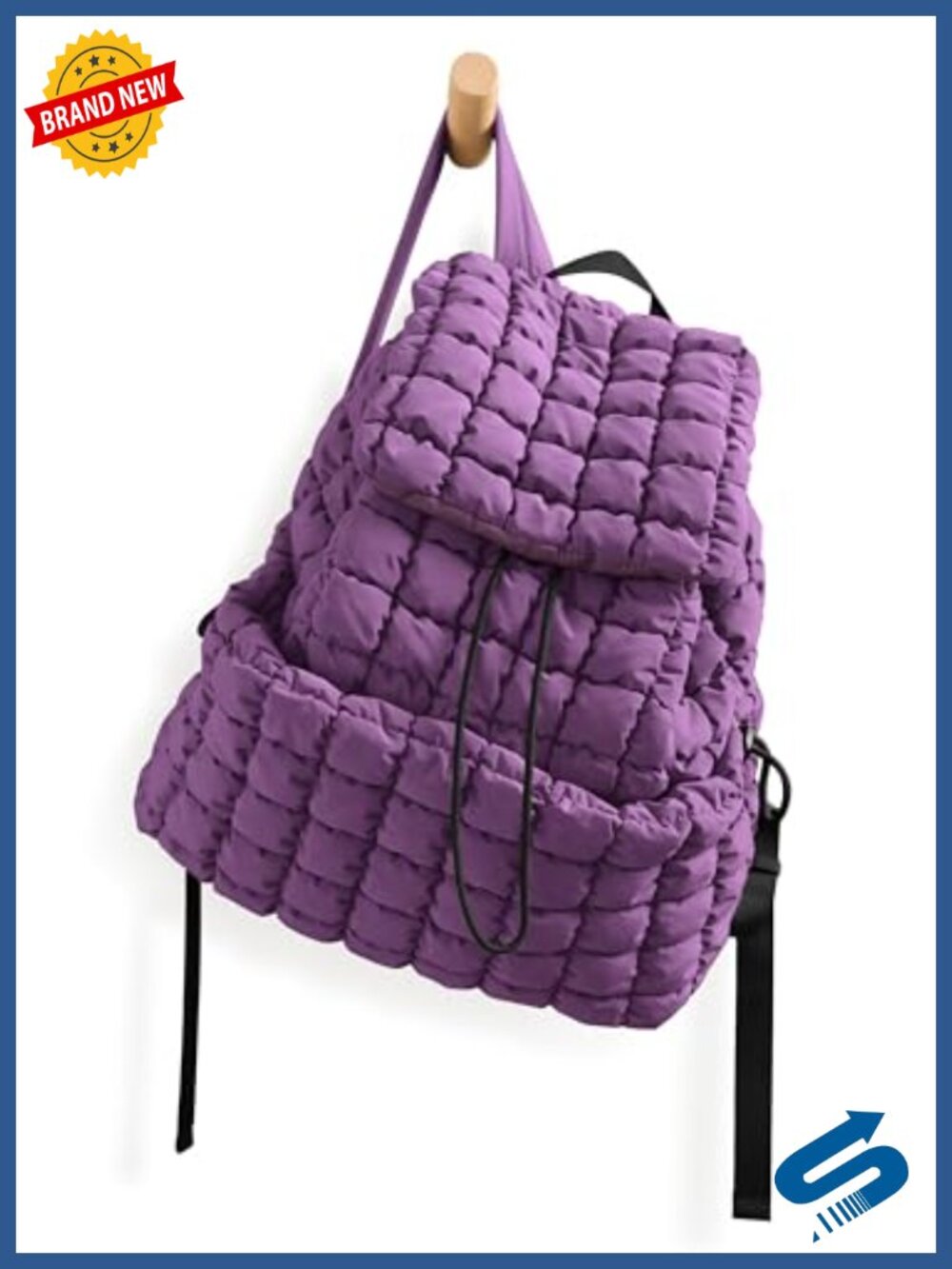 Quilted Backpack for Women, Lightweight Puffer Hiker Pack with Drawstring, 18L